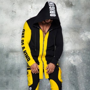 Mens Tracksuit Sportswear Two Piece Training Gym Matching Color Customized Wholesale