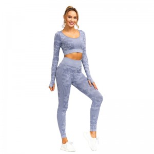 Ladies Yoga Sets Plus Suit High Waist Long Sleeve Workout Knitted Sports Factory