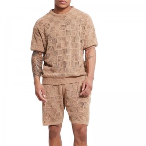 T Shirt And Shorts Set Knitted Short Sleeve Loose Oversized Summer European American