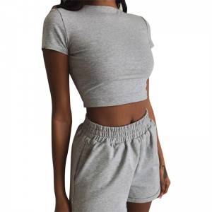 Women Sports Suits Summer Crop Top T Shirt Shorts 2 Piece Set Plus Size Supplier