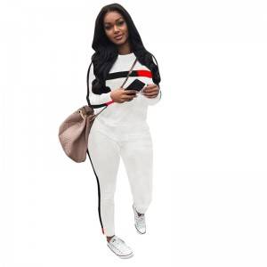 Two Pieces Tracksuit For Women Customized Logo Stripe Training