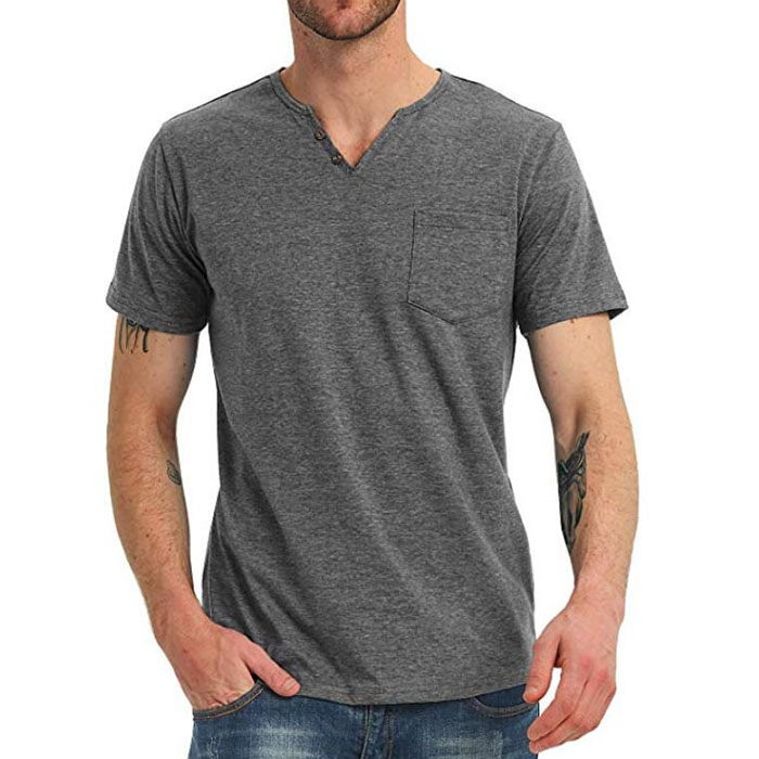 Factory Supply Light Hoodie -
 Men Casual T Shirts Slim Fit Short Sleeve Pocket V Neck Tops – Westfox
