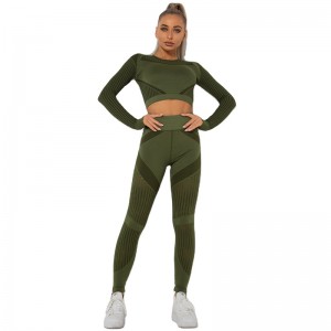 Recycle Yoga Sets Women Seamless Plus Size 2pcs Compression Athletic Running Wholesale