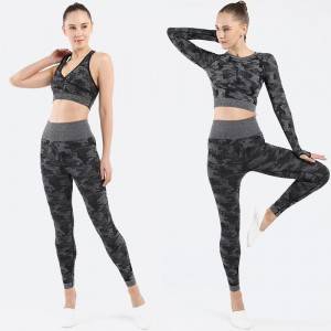 Seamless Yoga Sets 3 PCS Military Printed Fitness Sports Supplier
