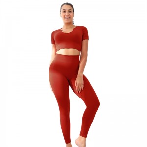 Yoga Sets Seamless Active Wear High Impact Soft Knitted Rib Sports Bra Leggings Wholesale