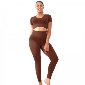 Yoga Sets Seamless Active Wear High Impact Soft Knitted Rib Sports Bra Leggings Wholesale