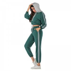Hoodies and Pants Sport Suits Tracksuit Stripe Practice Running Gym Training