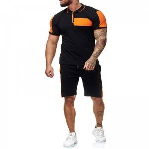 Men Sports Suits Contrast Zipper Polo Cheap Price Workout Fitness Supplier