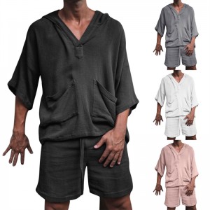 T Shirt Sets For Men Summer Casual 2 Piece Casual Tracksuit Short Sleeve Hoodies Shorts Supplier