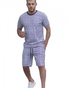 T Shirt And Shorts Set Plaid Printing Tracksuit Set Two Pieces Set Summer Custom