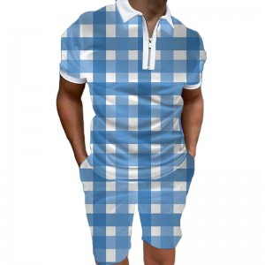 T Shirt And Shorts Polo Collar Loose Short Sleeve Printed Summer Custom