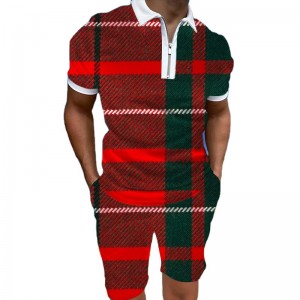 T Shirt And Shorts Polo Collar Loose Short Sleeve Printed Summer Custom
