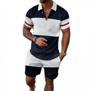 Men Polo T Shirt Set 2 Pieces Suits Sports Cheap Zip Up Fashion Custom
