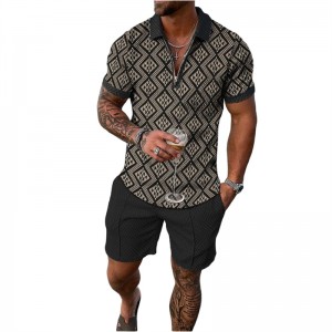 Polo Shirt Shorts Set Zip Up Tracksuit Beachwear Casual Sports Summer Wholesale