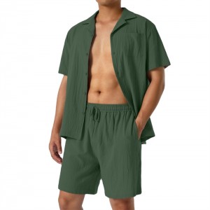 Men Shirt Shorts Set Oversized Loose Short Sleeve Beach Casual Sports Cheap Wholesale