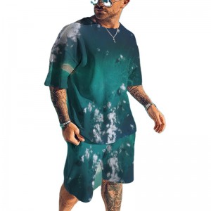 Summer Tracksuit Printed Plus Size T Shirt And Shorts Set Casual Sports Loose Unisex