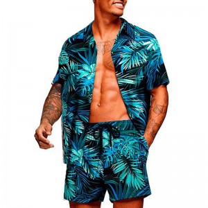 Beach Tracksuit For Men Short Sleeve Summer Cheap Price Low MOQ Two Pieces Set Custom