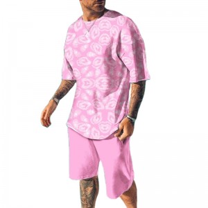 Men Jogging Suit Printed T Shirt Shorts Set Short Sleeve Running Short Sleeve Summer Wholesale