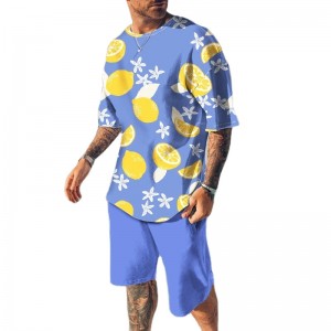Men Jogging Suit Printed T Shirt Shorts Set Short Sleeve Running Short Sleeve Summer Wholesale