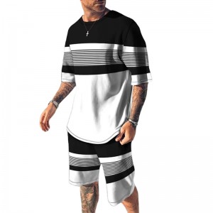 Two Piece Sets For Men Short Sleeve Summer T Shirt Shorts Print Cheap Custom
