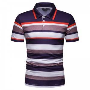 Stripe Polo Shirt Business Men Silk Golf Custom Logo Embroidery Stock Manufacturer
