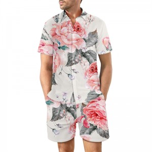 Men Beach Sets Printed Hawaiian Printed Shirts Shorts Summer Two Pieces Promotional