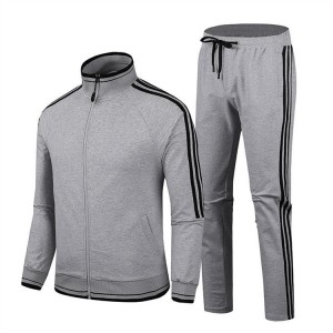 Mens Sports Suit Stripe Jacket Joggers Windproof 2 Pieces Zip Up Tracksuits Streetwear Supplier