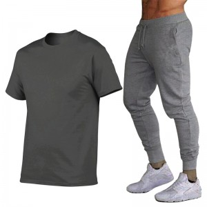 T Shirt And Pants Tracksuit Summer Autumn Solid Cotton Short Sleeve Breathable