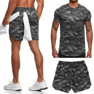Men Fitness Set T Shirt And Shorts Sportswear Outfit Running Training Gym Training Wear Factory