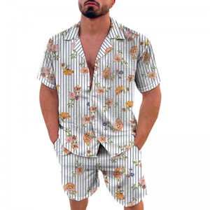 Shirt And Shorts Set For Men Beach Tracksuit Hawaiian 2 Pieces Aloha Beachwear Printed Wholesale Custom