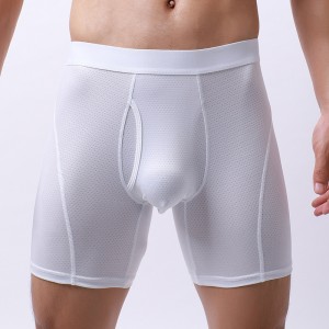 Mens Underwear Long Boxer Shorts Seamless Ice Silk Mesh Sports Quick Dry