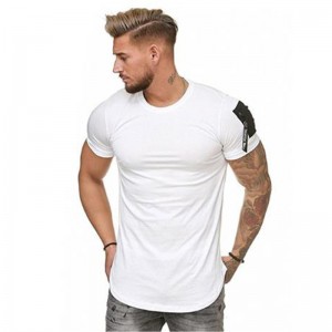 Man T Shirt Slim Fit Zipper Blank Polyester Workout Oversized Short Sleeve Summer