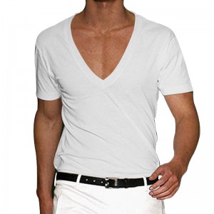 T Shirt For Men Deep V Neck Oversized Fashion Casual Fitted Workout Short Sleeve Summer