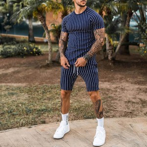 Men Tracksuit Summer T Shirts Shorts Printed Casual Training Sports Clothes Supplier