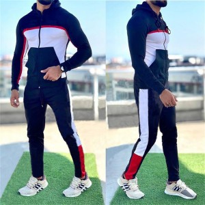 Men Training Wear Hoodie Jacket Joggers Two Piece Sets Slim Fit Fitness Manufacture