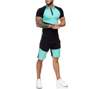 Zip Up Tracksuit Men Fitness Running Jogging Slim Fit T Shirt Shorts Summer Two Pieces Best Selling