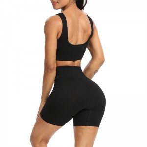 Women Yoga Wear Sports Bra Shorts Rib Seamless High Waist Thick New Version