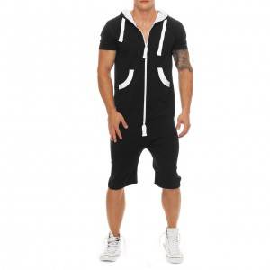 Summer Men Jumpsuit Sport Workout Cycling Casual Home Short Sleeve Newest