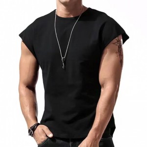 Men T Shirt Sleeveless Summer Workout Training Fitness Vest Loose Casual Custom