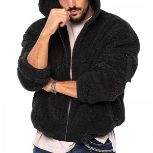 Men Hoodie Jacket Fleece Zip Up Blank Outerwear Windproof Winter Oversized New Design