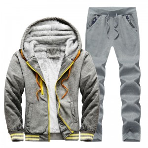Fleece Tracksuit Hoodies Joggers Printed Two Piece Full Zip Customized Factory
