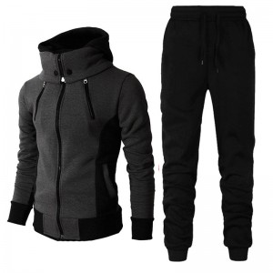 Tracksuit For Men Velvet Fleece Two Piece Casual Sports Full Zip Oversized Stand Neck Newest