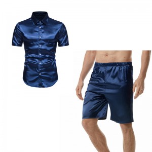 Mens Tracksuit Short Sleeve Shirt And Shorts Daily Two Pieces Sets Homewear Summer Drop   Shipping