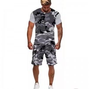 Mens Track Suit Two Piece Short Sleeve Summer Running Exercise Sporting Fashion