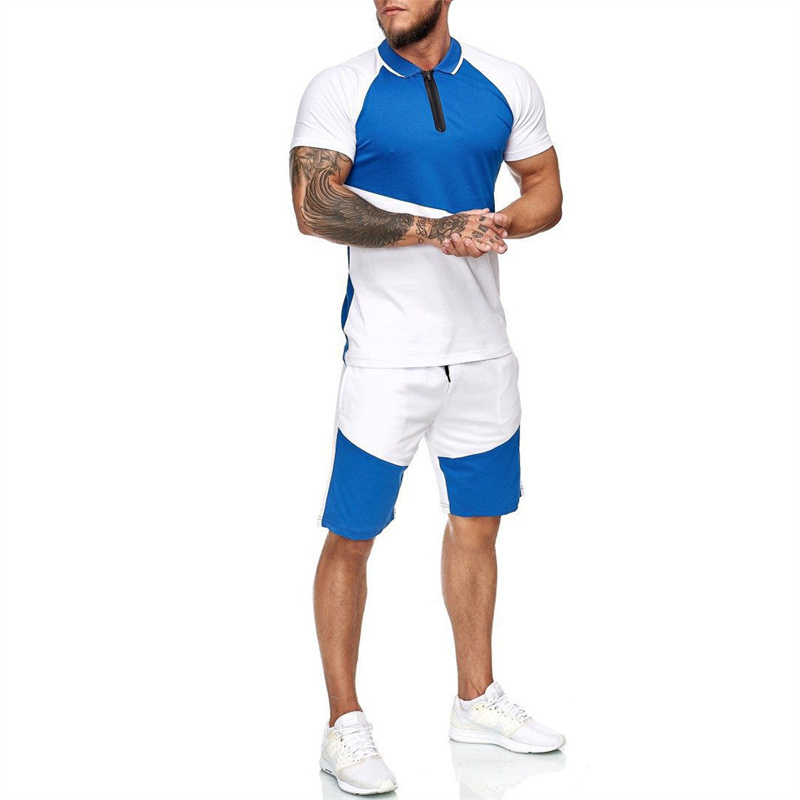 Zip Up Tracksuit Men Fitness Running Jogging Slim Fit T Shirt Shorts Summer Two Pieces Best Selling Featured Image
