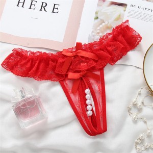 Women Thong T Back Lace Lingerie Bulk Low Waist Pearl Crotchless New Style