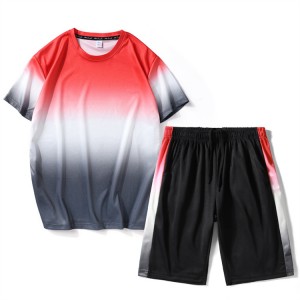 Summer Tracksuit Casual Sports Ombre T Shirt Shorts Set Two Pieces Customized Supplier