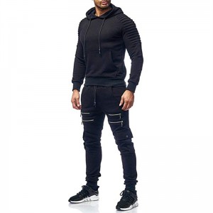 Men Track Suits Hoodies Joggers Set Plain Stripes Outfit Sports Fold New Version Customize Oversize Manufacturer