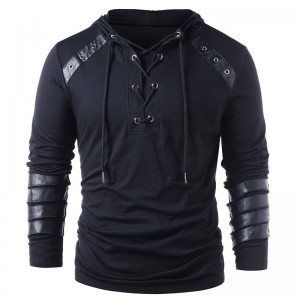 Men Hoodie Sweatshirts Bulk Blank Leather Stripes Sports Motobike Wear Long Sleeve Dropshopping Factory