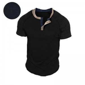 Men T Shirt Oversized Drop Shoulder Loose Blank Cotton Blend Plain Henley Shirt Style